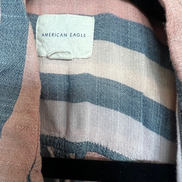 American Eagle Button Down Short Sleeved Striped Shirt Women’s M - Picture 2 of 4